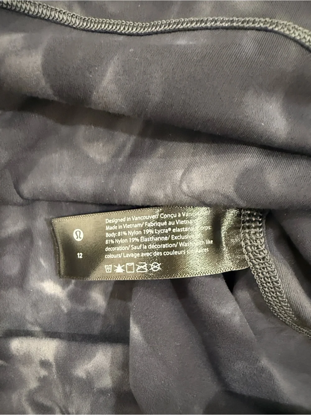 lululemon athletica Black Tie-Dye Mock Neck Long Sleeve Top